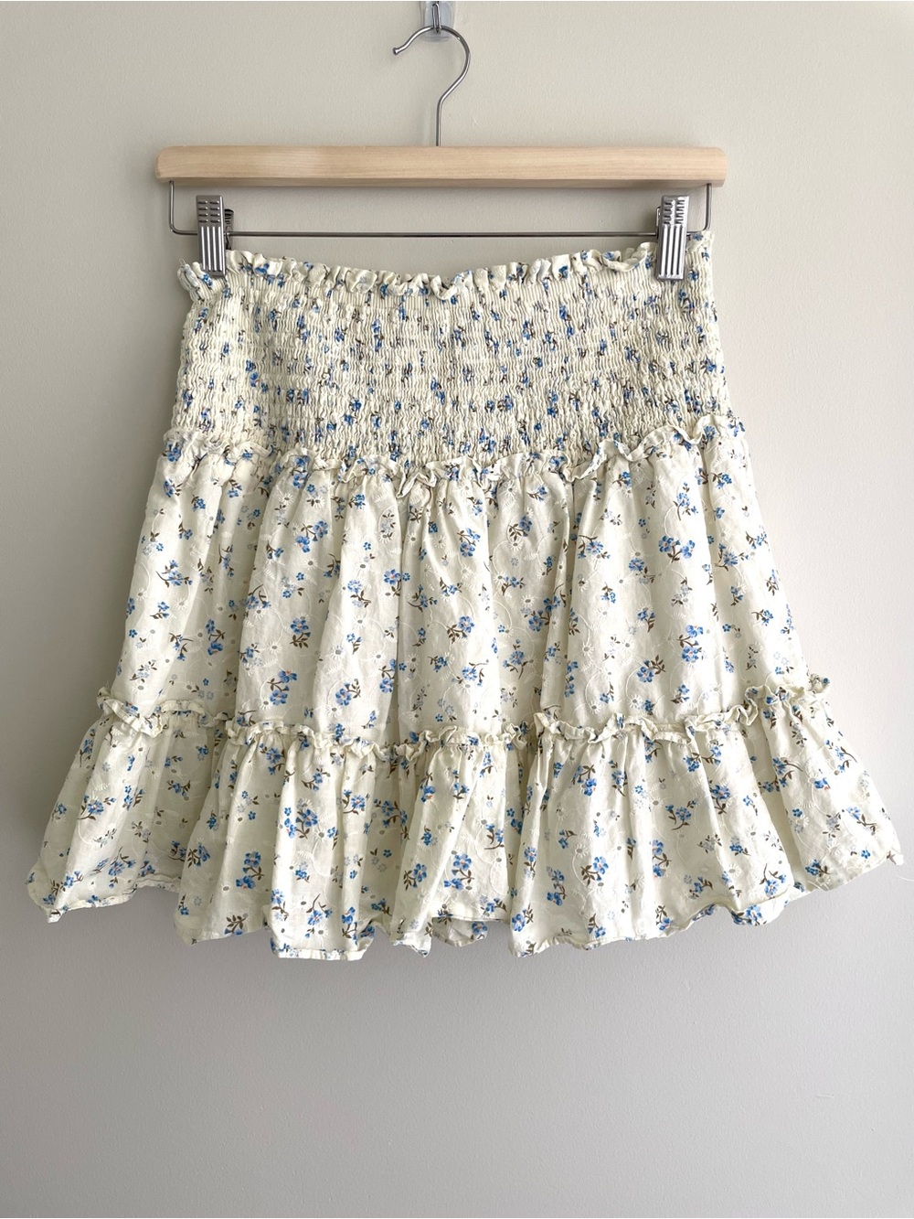 1. State 100% Cotton Smocked Floral Feminine Cottagecore Ruffle Summer Skirt